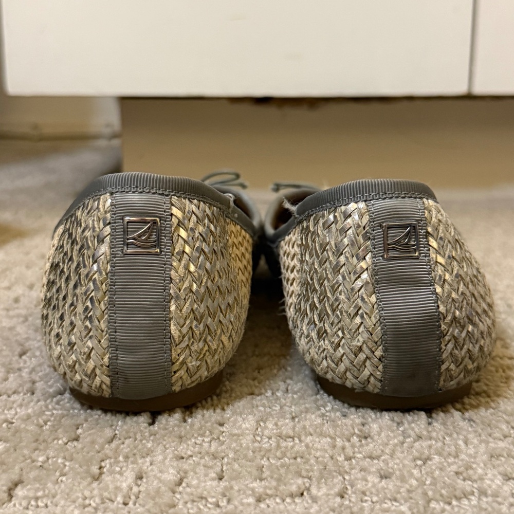Sperry Woven Ballet Flats (Size 10) Tan Gray Raffia Straw Colorblock - Picture 5 of 10